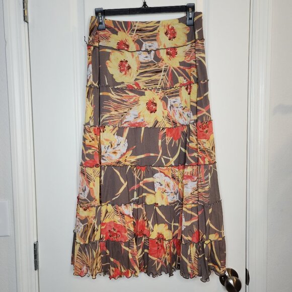 JM collection boho floral print mesh maxi skirt size S - Picture 4 of 7